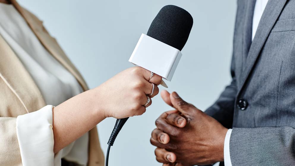 image of interview between two people