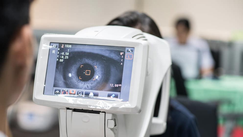 patient having eye test banner