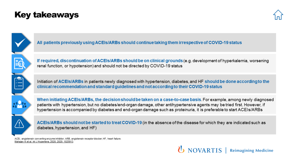 Key takeaways - Hypertension update: use of ACEIs and ARBs in the context of COVID-19