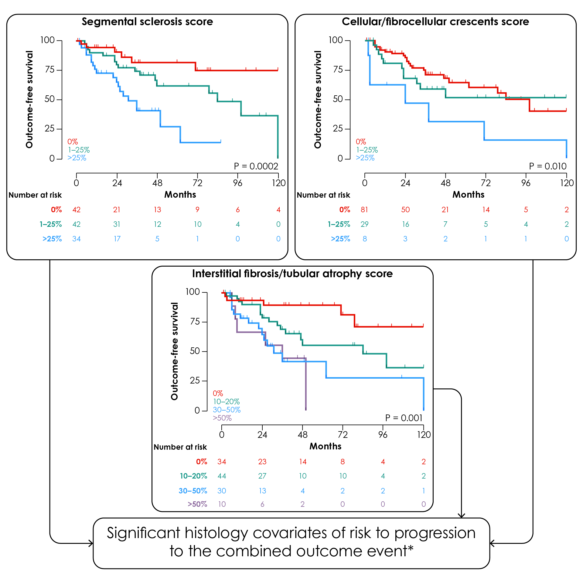 Outcome-free survival by histologic score in the C3G cohort