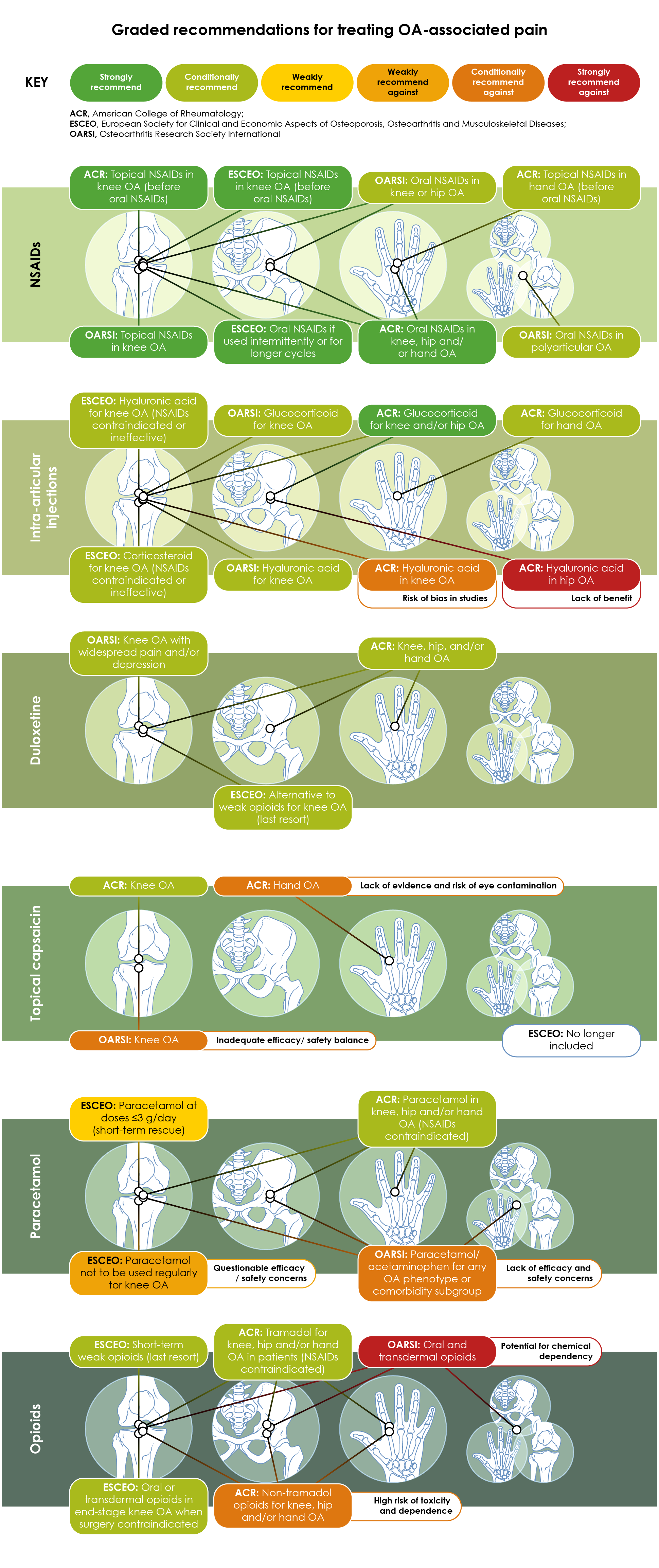Graded recommendations for treating OA-associated pain