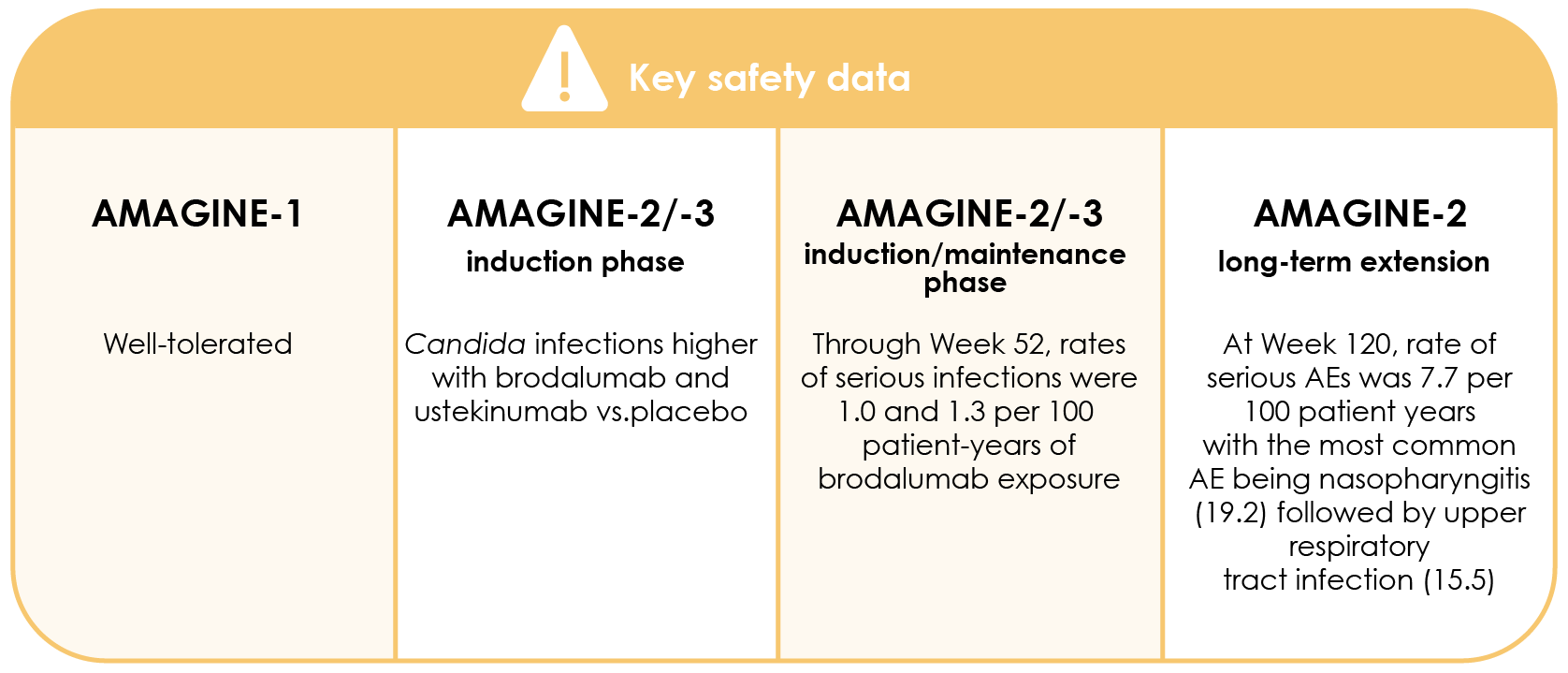 Key safety data of the AMAGINE trials