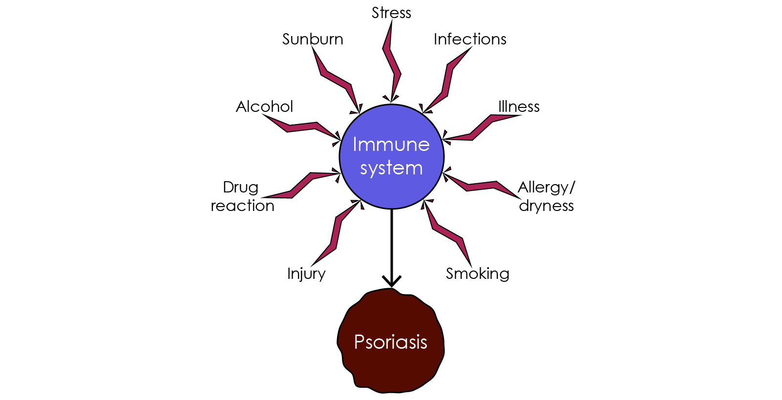 Figure 7. Common psoriasis trigger factors (Lowes et al., 2014; Marshall et al., 2015).