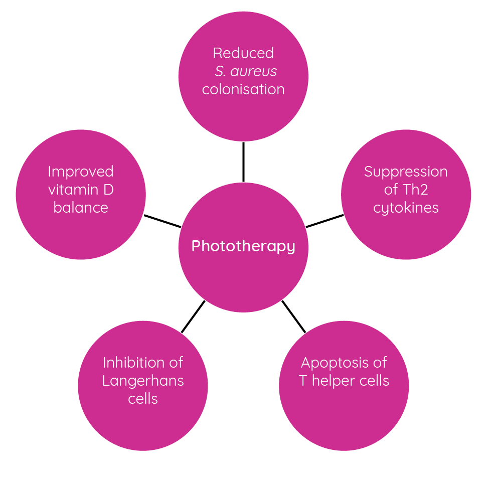 Proposed mechanisms of action for phototherapy in atopic dermatitis