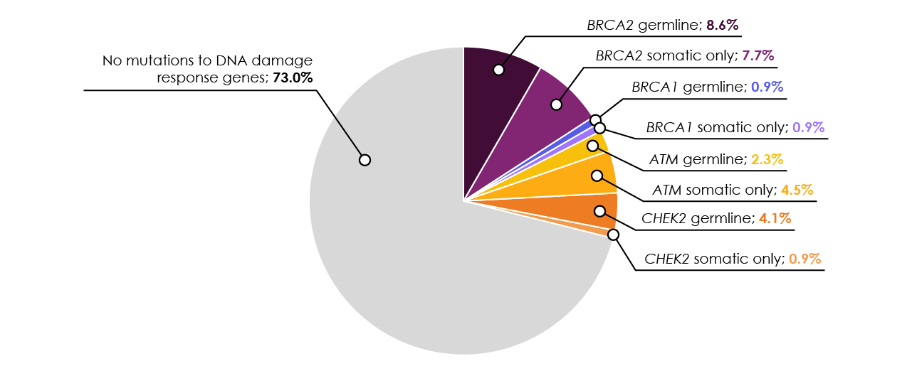 Figure 3. Frequency of germline and somatic DNA repair gene alterations in prostate cancer. Adapted from Abida et al., 2017