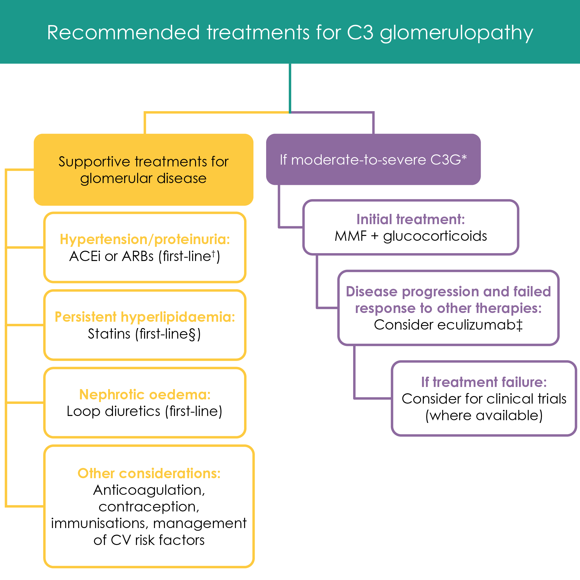 Recommended treatments for C3 glomerulopathy